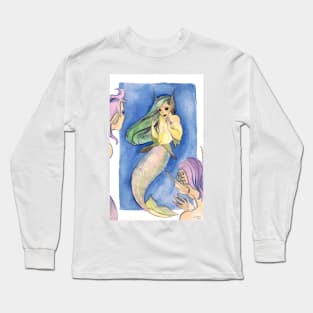 MerMay Angry Merfolk Mid Conversation Watercolor Long Sleeve T-Shirt